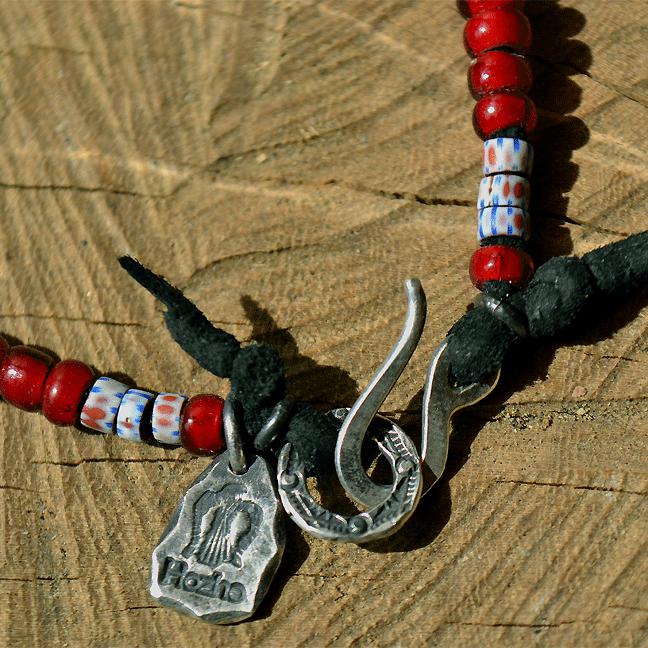 Antique white hearts Beads bracelet (アンティーク ホワイトハート ブレスレット 血赤 オールドベネチアン)