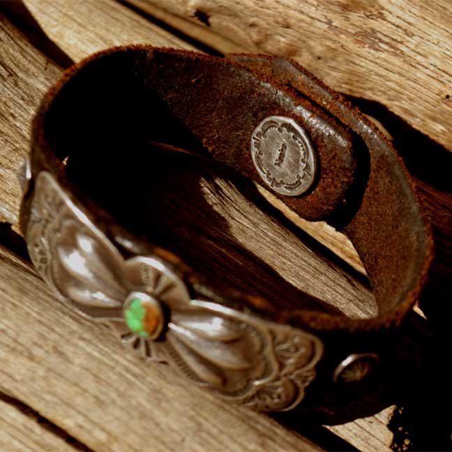 Vintage Button Leather Bracelet (ヴィンテージ レザー ブレス) Bracelet Leather(革小物)  Online shop Hozho